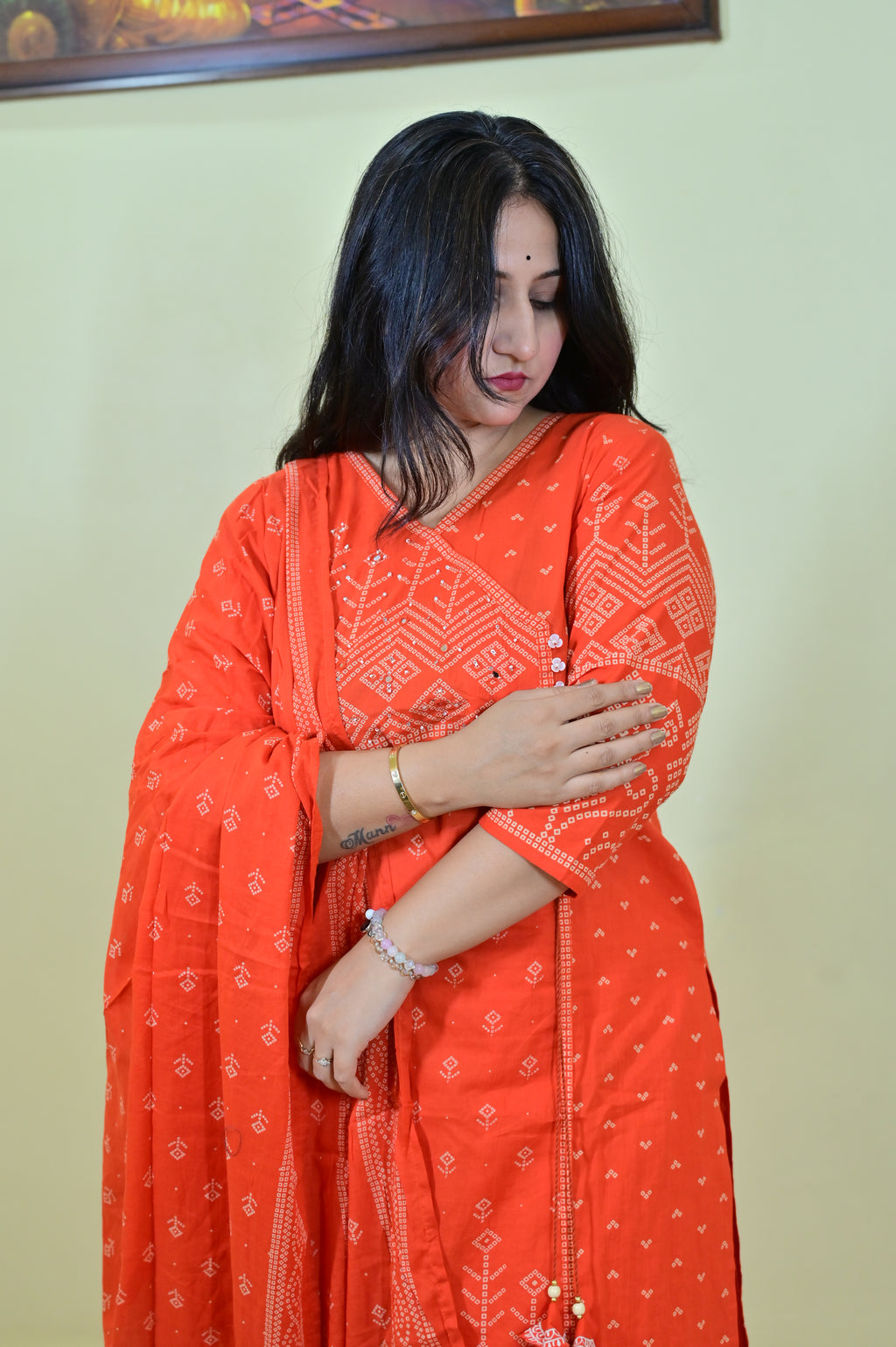Women's Orange Hand Block Print Cotton Kurta Set with Dupatta | Ethnic Indian Suit Set | Festive & Casual Wear