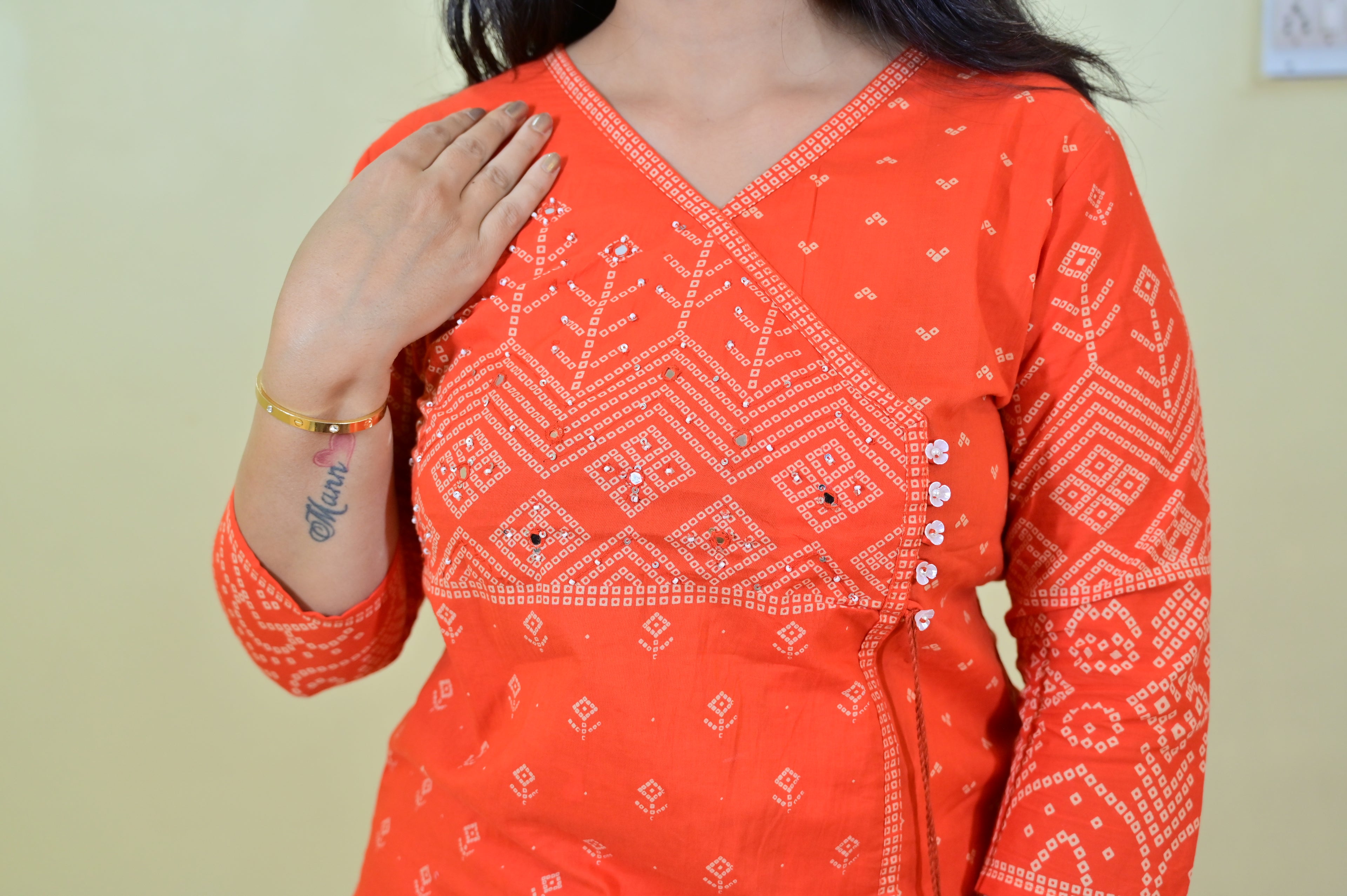 Women's Orange Hand Block Print Cotton Kurta Set with Dupatta | Ethnic Indian Suit Set | Festive & Casual Wear